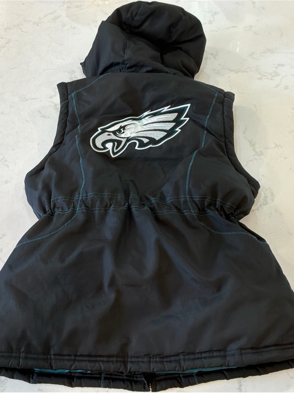 NFL Reebok Philadelphia Eagles Puffer Vest Womens L Black